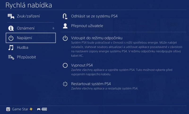 Jak restartovat PS4 