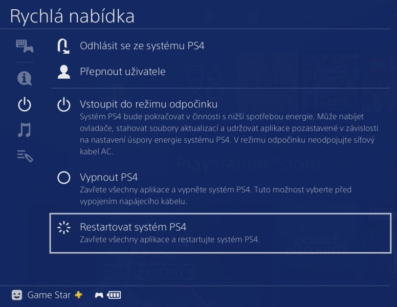 Jak restartovat PS4 