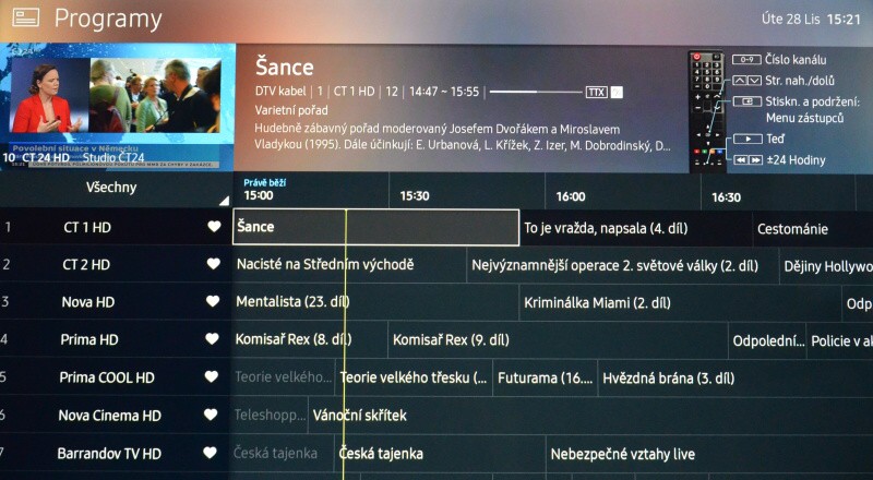 Jak seřadit programy v televizi?