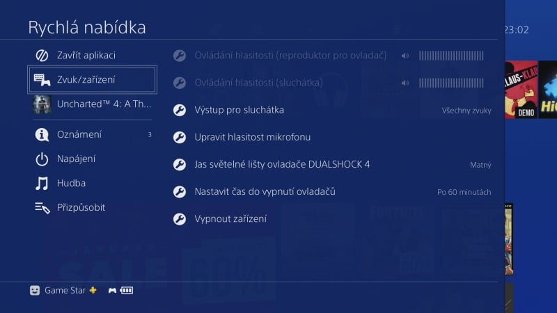 Nastavení sluchátek Playstation 4