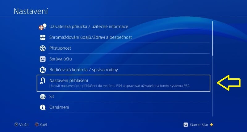 PS4 automatické přihlášení 2