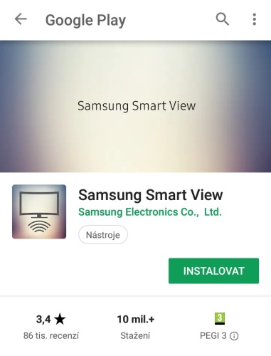 Samsung Smart View - ovládání televize mobilem
