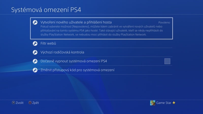 Rodičovská kontrola PS4 - 04