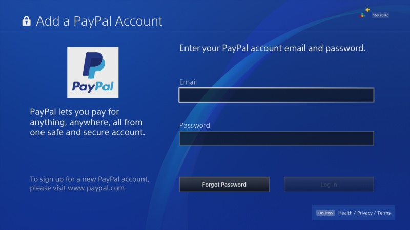 PS4 propojení s Paypal 2