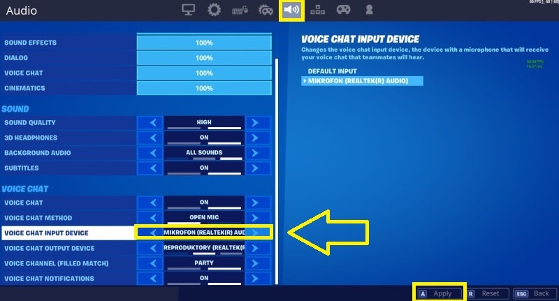 Jak zapnout mikrofon ve Fortnite na pc 3
