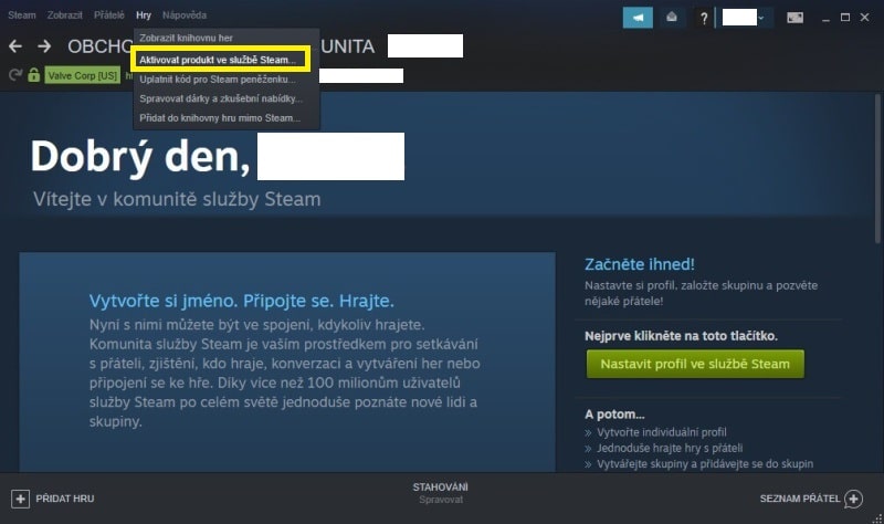 Jak aktivovat hru na Steam?