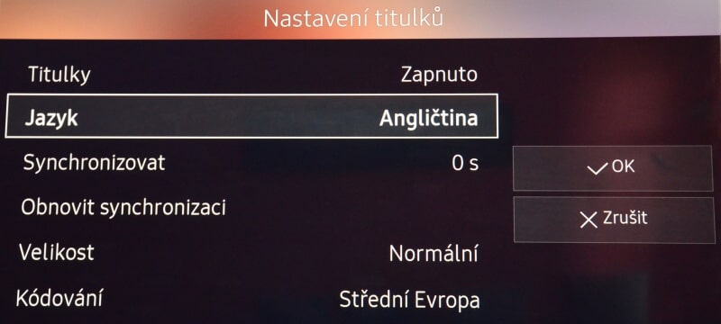 Titulky Samsung TV