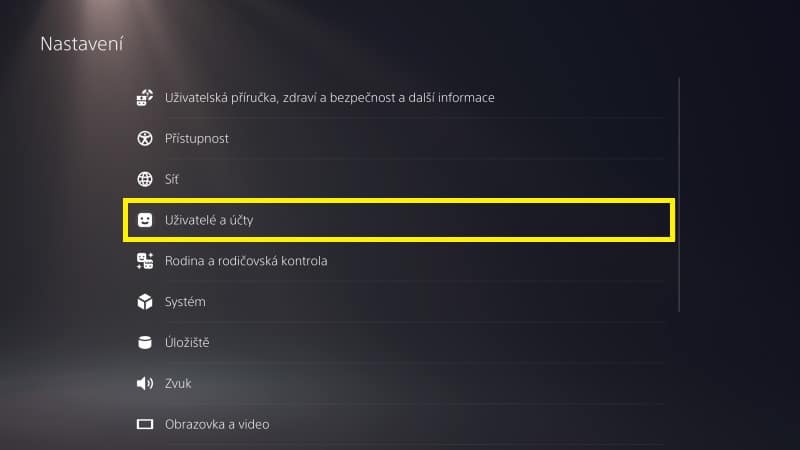 Uživatelské účty PS5