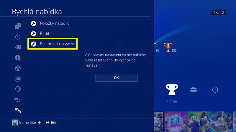 Jak přizpůsobit položky rychlé nabídky na PS4 - 5